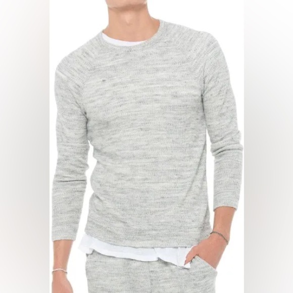 Mika Jaymes Men's Soft Knit Melange Pullover Sweater Heather Gray Lightweight S - Picture 1 of 12